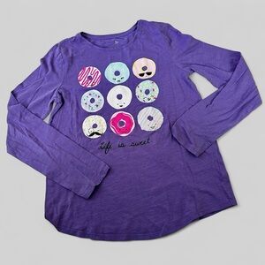 5x$25 SO Life Is Sweet Purple Long Sleeve Tee with Donut Graphics, 14-16